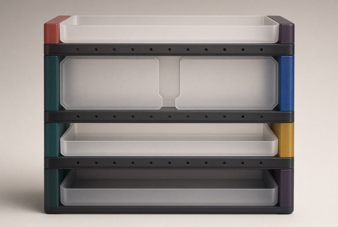A transparency cabinet cleared of all temporary parts